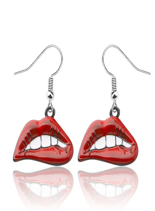 PLITI Rocky Horror Show Inspired Red Lips Earrings - Horror Movie Themed Musical Film Gift For Rocky Fans - Image 1