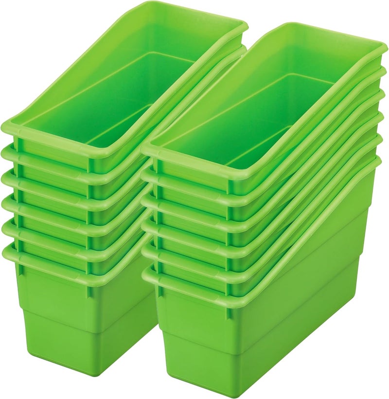 Really Good Stuff Durable Book and Binder Holders - 12 Pack, Green Neon, 5 ?" x 12 ?" x 7 ?", Classroom Organization, Storage Solution, Sturdy and Versatile - Image 1