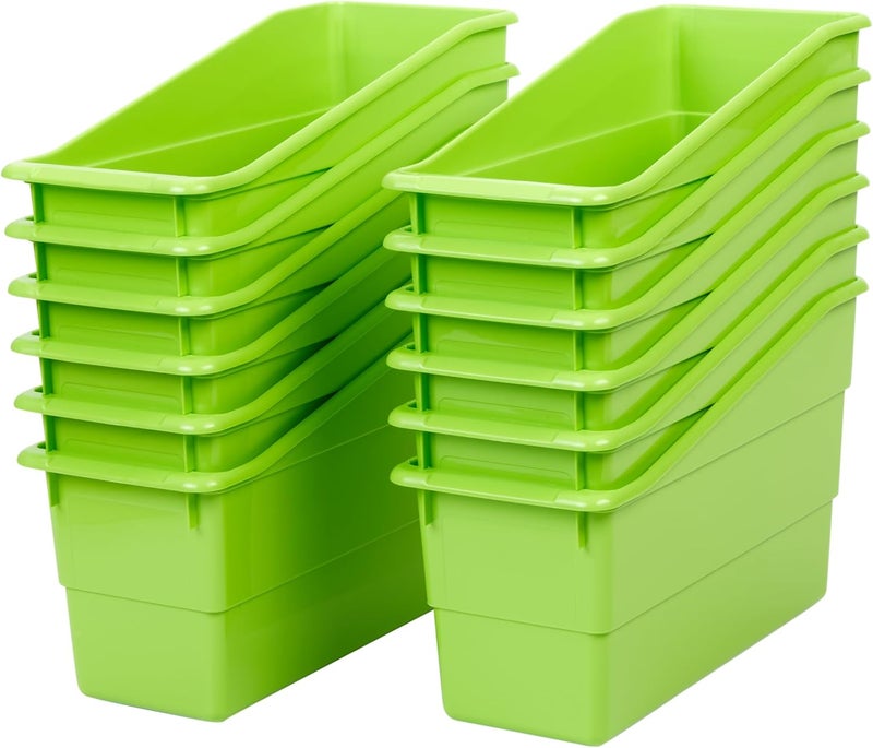 Really Good Stuff Durable Book and Binder Holders - 12 Pack, Green Neon, 5 ?" x 12 ?" x 7 ?", Classroom Organization, Storage Solution, Sturdy and Versatile - Image 4
