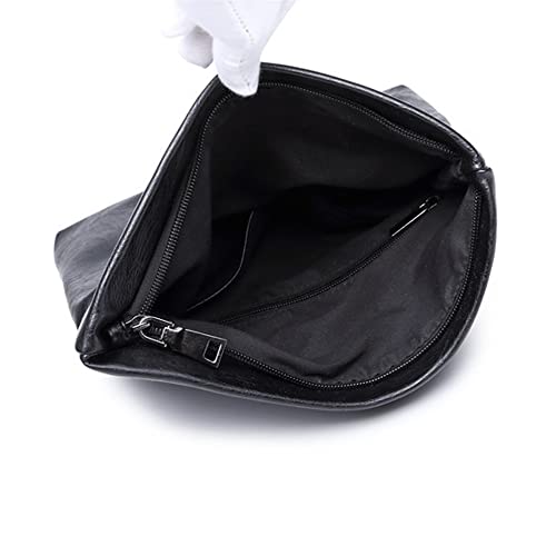 NIGEDU Men’s Clutch Bag Solid PU Leather Envelope Clutches Folded Male Business Purse Bags (Black) - Image 5