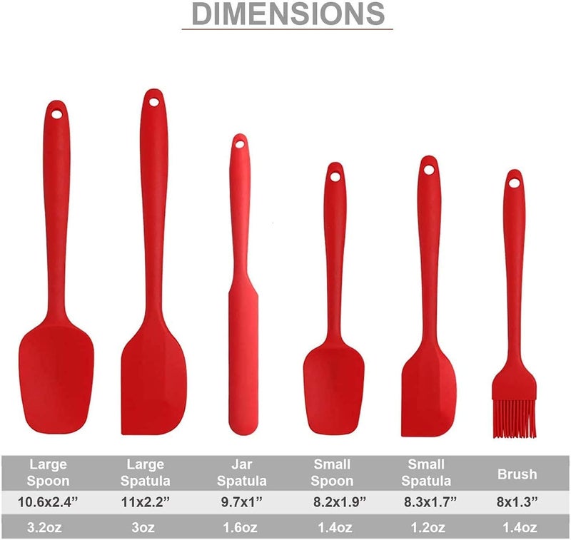 Scallop Granthi Enterprise Silicone Spatula Sets of 6 Pcs Made of Food Grade Silicone One Piece Design Seamless HeatResistant Spatula Perfect for Spatula Cooking Baking and Mixing Color Black Red - Image 2