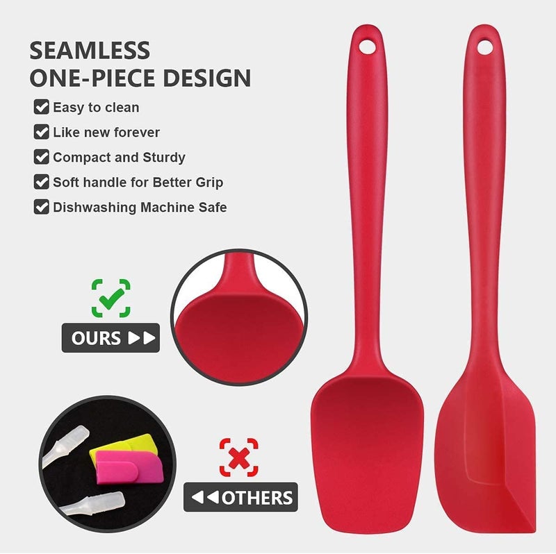Scallop Granthi Enterprise Silicone Spatula Sets of 6 Pcs Made of Food Grade Silicone One Piece Design Seamless HeatResistant Spatula Perfect for Spatula Cooking Baking and Mixing Color Black Red - Image 3