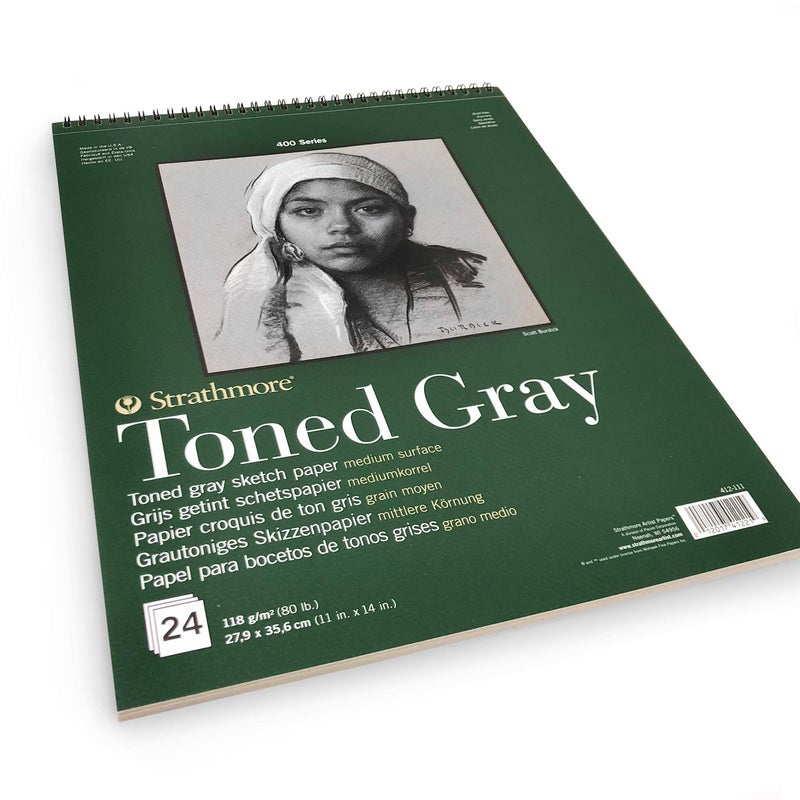 Strathmore 400 Series Sketch Pad, Toned Gray, 11x14 inch, 24 Sheets - Artist Sketchbook for Drawing, Illustration, Art Class Students - Image 3