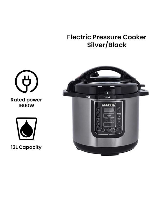GEEPAS Digital Multi Cooker | 4 digital LED display|14 14 Smart Cooking Programs With One Touch , Auto Shut off Function | Ideal for Rice Meat bean vegetable Soup |Detachable Inner Lid 12 L 1600 W GMC35030 Silver/Black - Image 2