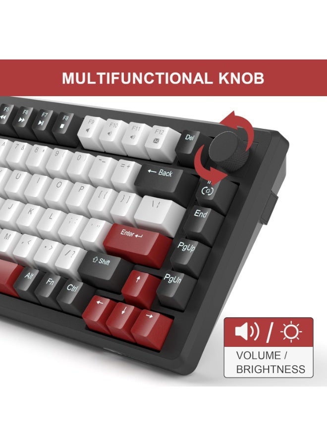 MageGee MageGee 75% Mechanical Gaming Keyboard, Compact Blue Backlit Wired Gaming Keyboards with Red Switches, EVA Foam, Knob Control, STAR75 Portable NKRO PC Gaming Keyboard - Black & White  - Image 3