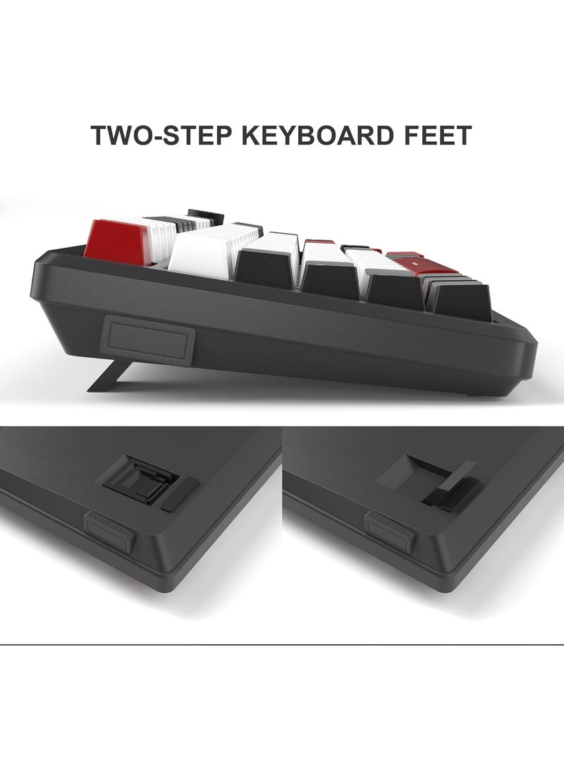 MageGee MageGee 75% Mechanical Gaming Keyboard, Compact Blue Backlit Wired Gaming Keyboards with Red Switches, EVA Foam, Knob Control, STAR75 Portable NKRO PC Gaming Keyboard - Black & White  - Image 5