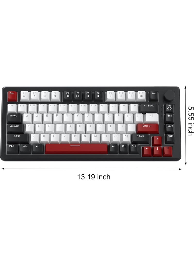 MageGee 75% Mechanical Gaming Keyboard, Compact Blue Backlit Wired Gaming Keyboards with Red Switches, EVA Foam, Knob Control, STAR75 Portable NKRO PC Gaming Keyboard - Black & White