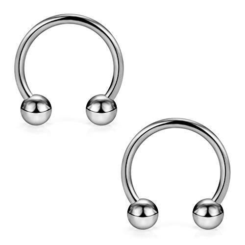 SCERRING 16G Septum Ring G23 Titanium Horseshoe Nose Hoop Helix Daith Cartilage Tragus Earrings Nipple Eyebrow Rings Body Piercing Jewelry 14mm 2PCS - Image 1