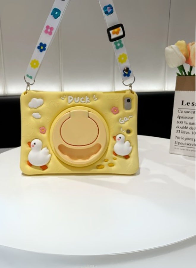 Redmi Pad Se 11 Inch Cover Fall-Resistant, Tablet Cover For Kids With Cute Duck Shape, Redmi Pad Se Cover With 3-In-1 Multi Grip (Handle/Stand/Pen Tray), Free School Bag Strap Anti-Glare Screen Protector Kids Stylus Designed For Children-Yellow - Image 3
