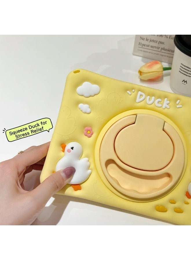 Kids Case for Xiaomi Redmi Pad SE 11-inch (2023) - Shockproof Cute Duck Stand Cover with Strap, Screen Protector & Stylus - Yellow - Image 2