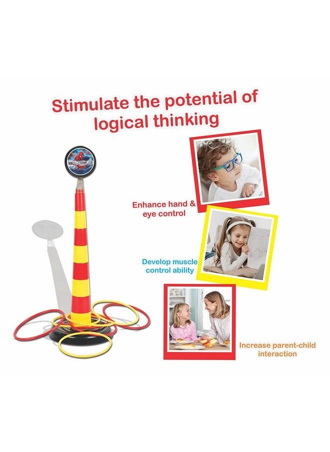 Marvel Spiderman Hoopy Loopy Fun Stacking Ring Toss Throw Game For Kids Playing Fun With 8 Multicolor Rings (Spiderman)
