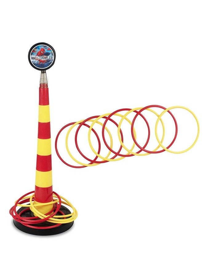 Marvel Spiderman Hoopy Loopy Fun Stacking Ring Toss Throw Game For Kids Playing Fun With 8 Multicolor Rings (Spiderman)