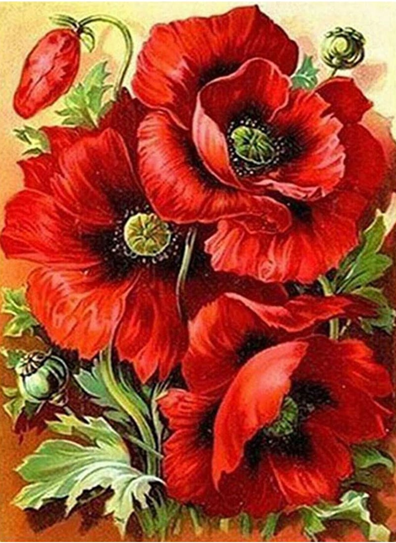 Y&D Diamond Painting Flowers 5D, Paint with Diamonds DIY Art Red Pink Rose, Home Decoration 30 x 40cma  - Image 1