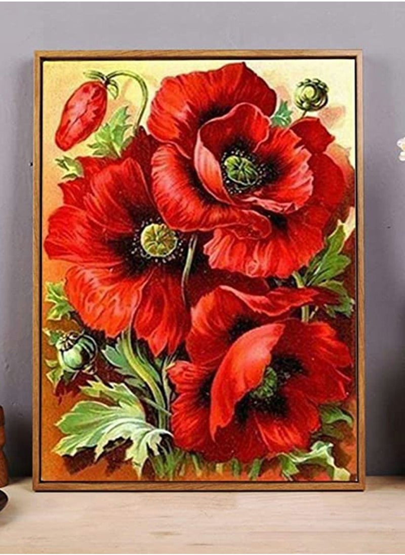 Y&D Diamond Painting Flowers 5D, Paint with Diamonds DIY Art Red Pink Rose, Home Decoration 30 x 40cma  - Image 4