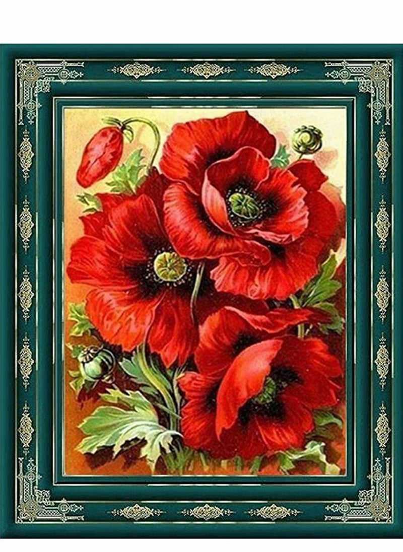 Y&D Diamond Painting Flowers 5D, Paint with Diamonds DIY Art Red Pink Rose, Home Decoration 30 x 40cma  - Image 5
