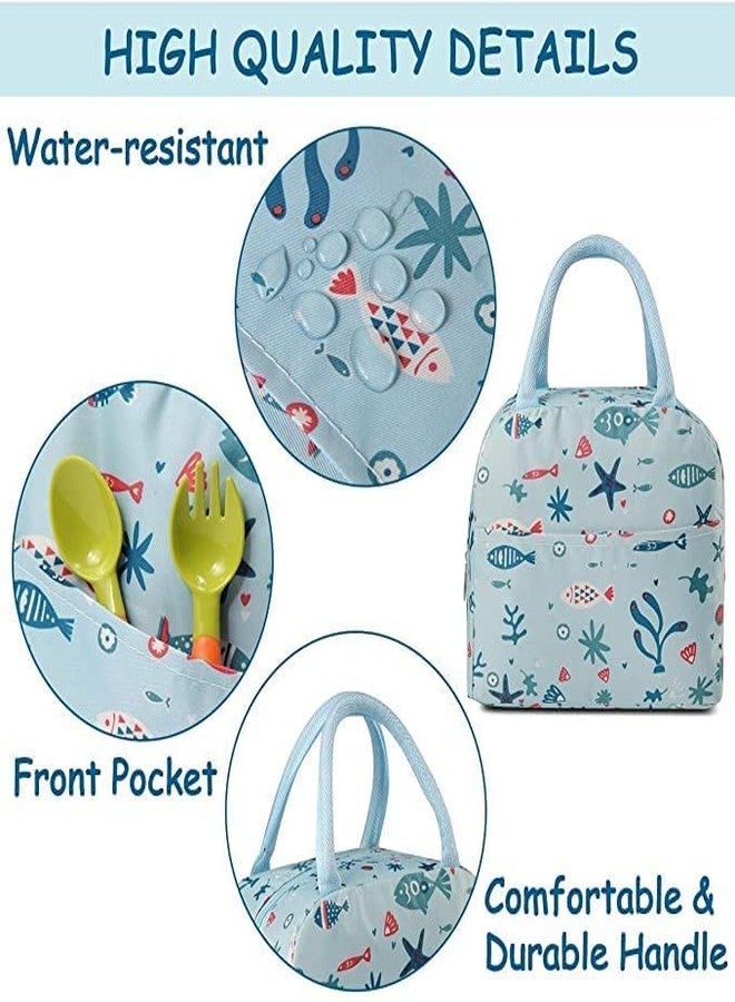 TREXEE Lunch Bag Insulated Canvas Tote Travel Tiffin Bag Thermal Food Insulated Cooler Bags Thermal Food Picnic Lunch Bags for Kids, Women, Men for Office, College & School (Light Blue) - Image 3