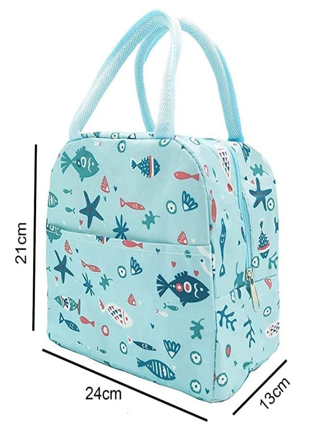 TREXEE Lunch Bag Insulated Canvas Tote Travel Tiffin Bag Thermal Food Insulated Cooler Bags Thermal Food Picnic Lunch Bags for Kids, Women, Men for Office, College & School (Light Blue) - Image 5