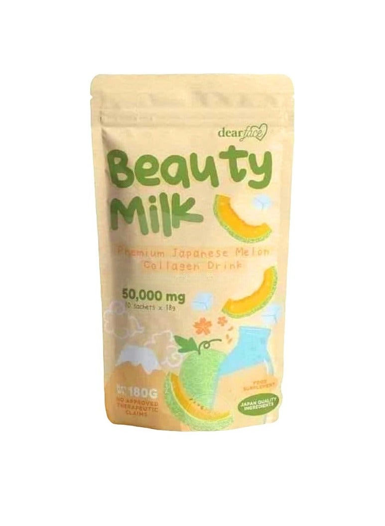 dear face مشروب حليب الجمال بالكولاجين بنكهة الفراولة، مشروب فواكه آمن وصحي لبشرة متألقة، مشروب طبيعي مكوناته لتخفيف الوزن لجمال المفاصل والبشرة والشعر والأظافر، (بنكة البطيخ) - Image 1