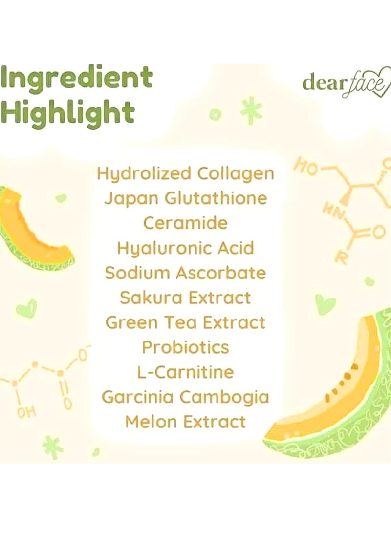 dear face مشروب حليب الجمال بالكولاجين بنكهة الفراولة، مشروب فواكه آمن وصحي لبشرة متألقة، مشروب طبيعي مكوناته لتخفيف الوزن لجمال المفاصل والبشرة والشعر والأظافر، (بنكة البطيخ) - Image 3