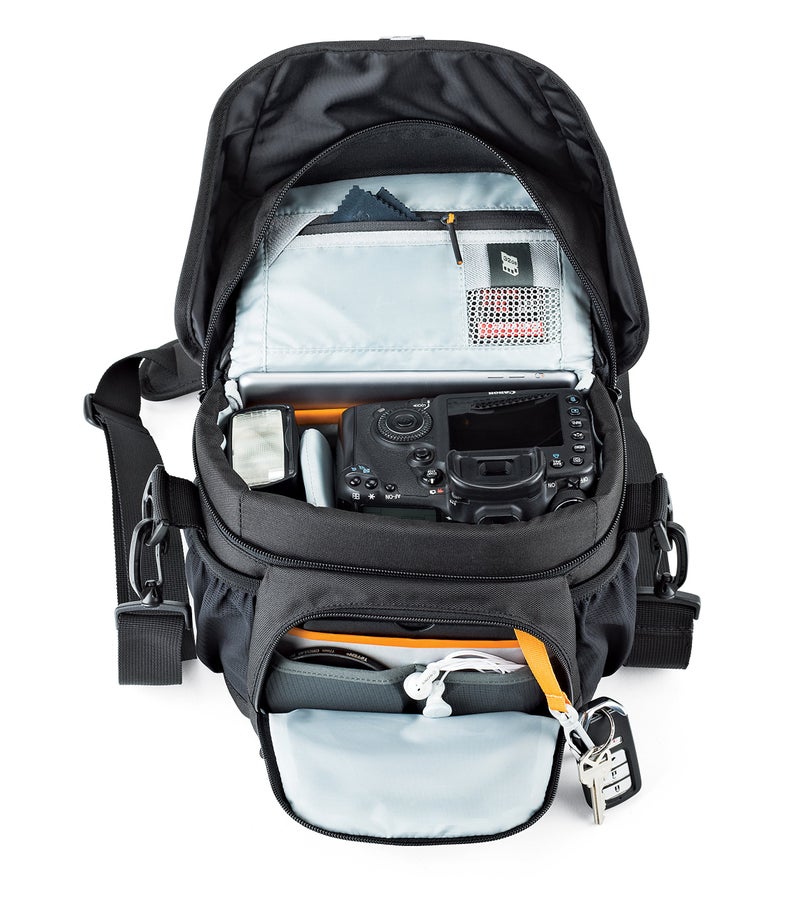 Lowepro LP37119, Nova 160 AW II Camera Bag, Customizable, Portable, Fits DSLR with 17-85 mm Attached Lens, Compact Drone, 1-2 Additional Lenses, Flash, Black - Image 5