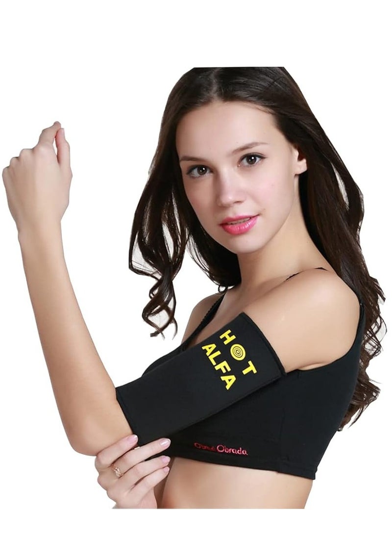 سيبوت مشد ذراع ساونا جيد التهوية، اكمام رفيعة للياقة البدنية، حزام تنحيف الذراع لممارسة رياضة اليوغا، اسود، زوج واحد - Image 2