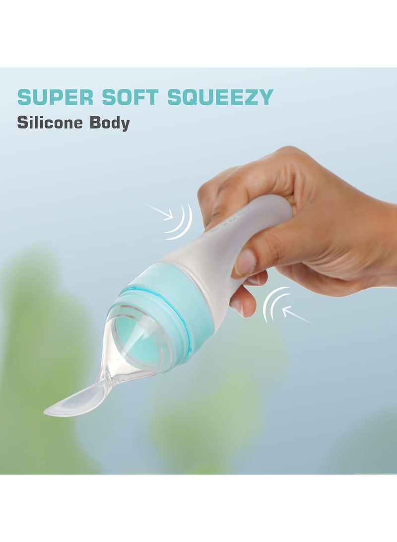 R for Rabbit first feed food feeder with 90ml capacity for 4m plus baby premium soft silicone food grade bpa free for cereals infant kids blue - Image 5