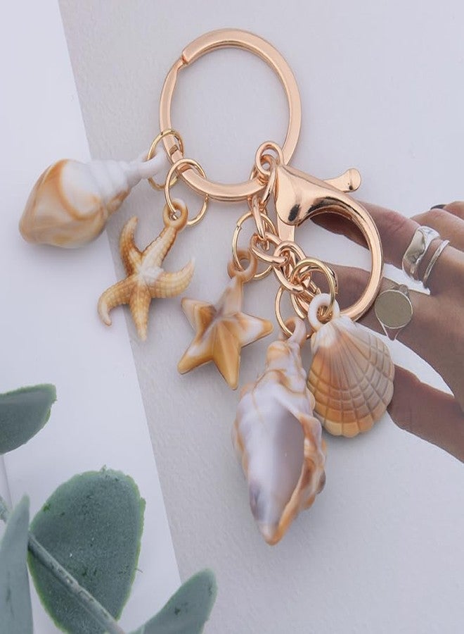 Sdopbinbin Beach Keychain Seashell Starfish For Women Girls Ocean Keychain For Purse Small Beach Accessories Sea Shell Keychain For Teens Adults Beach Themed Gifts For Women Girls Starfish Keychain - Image 2