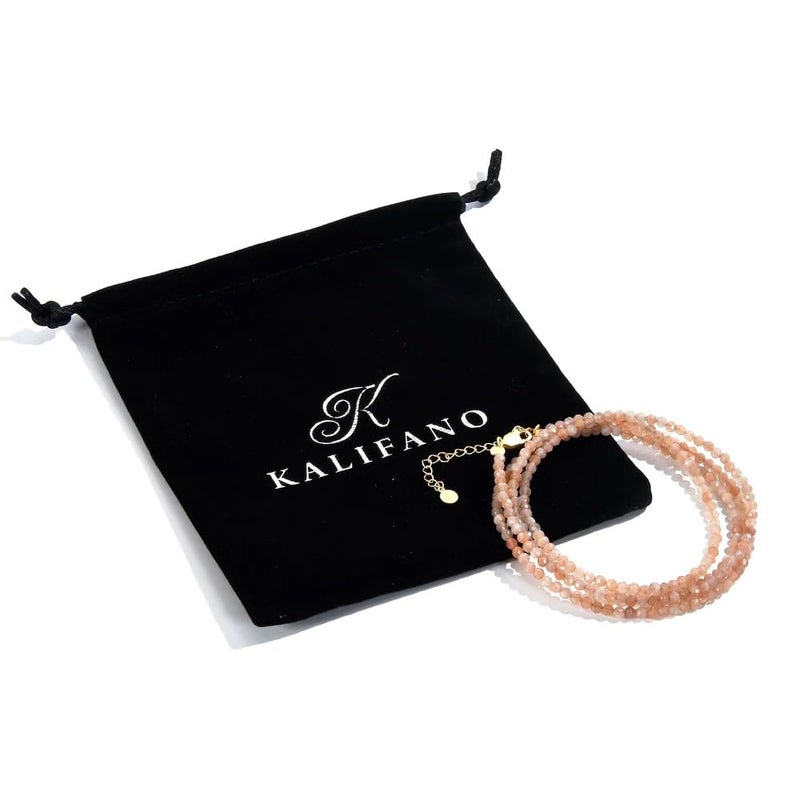 KALIFANO - 3mm Peach Moonstone Faceted 31" Necklace/Multi Wrap Bracelet, Handcrafted, Adjustable, Stylish and Elegant - Image 5