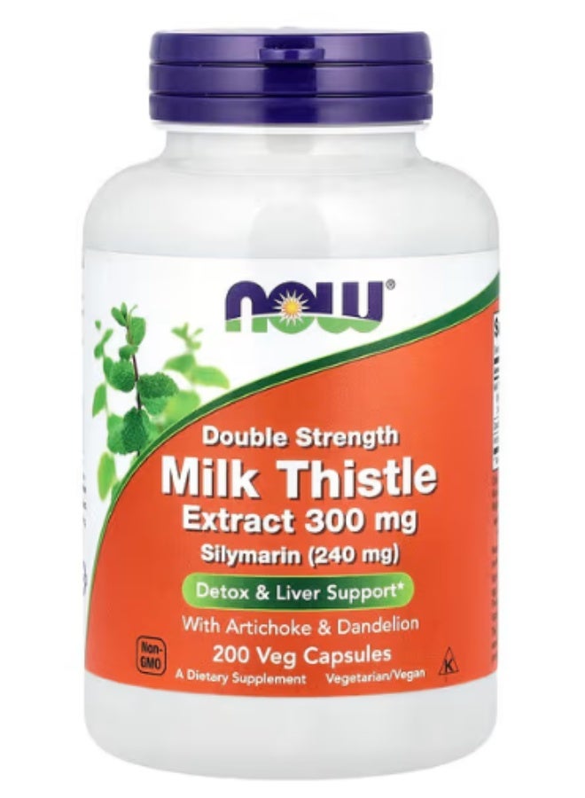 NOW Foods Double Strength Milk Thistle Extract 300 mg (240 mg Silymarin), 200 Veg Capsules