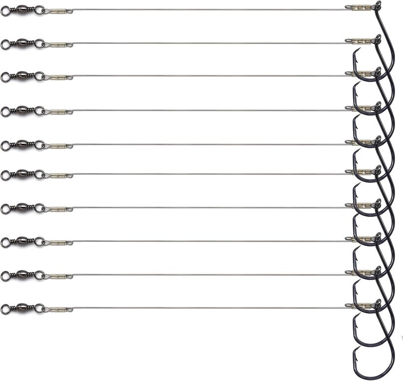 SENYUBBY 1#-8/0# Offset Octopus Hooks Rig, Fishing Wire Leader -Heavy Duty Stainless Steel Wire Line Leaders with Rolling Swivel and Barb Hooks, Fishing Lure Bait Rig Saltwater… - Image 1