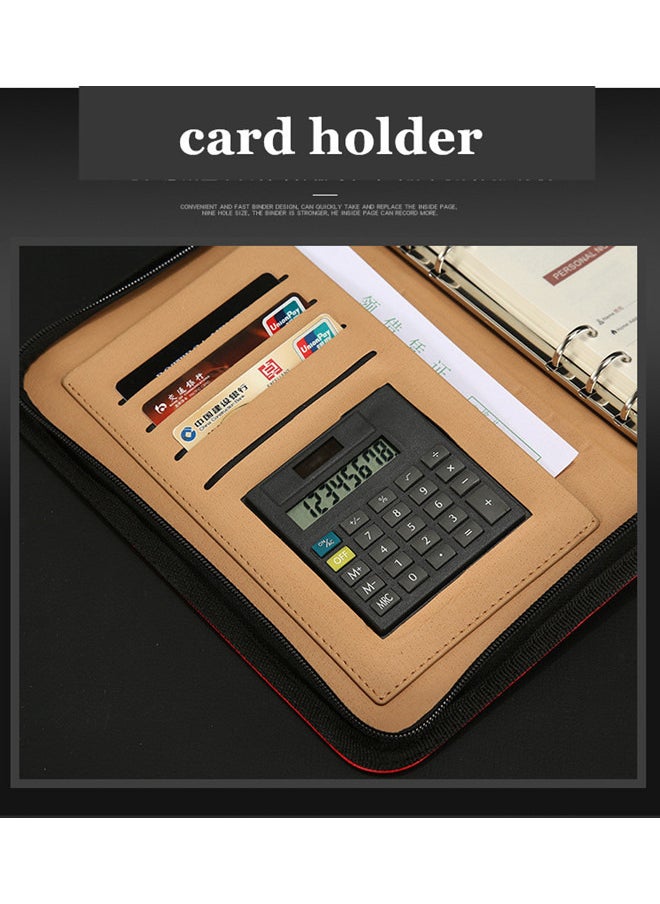 ISank - A5 Executive Conference Folder Business Notebook Zipped Organizer with Calculator Travel Portfolio Binder - Image 1