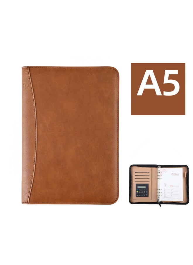 ISank - A5 Executive Conference Folder Business Notebook Zipped Organizer with Calculator Travel Portfolio Binder - Image 1