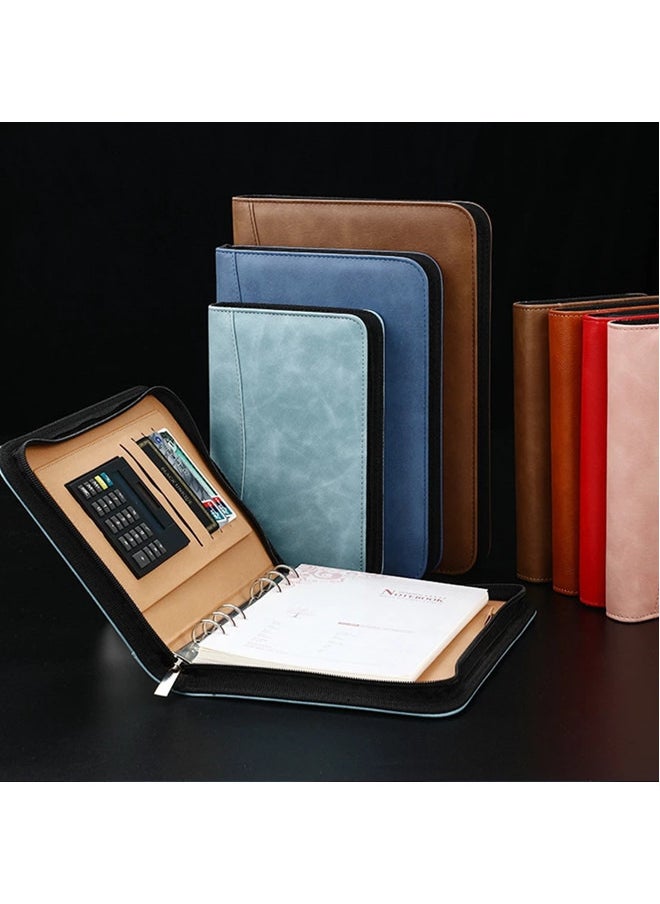 ISank - A5 Executive Conference Folder Business Notebook Zipped Organizer with Calculator Travel Portfolio Binder - Image 1