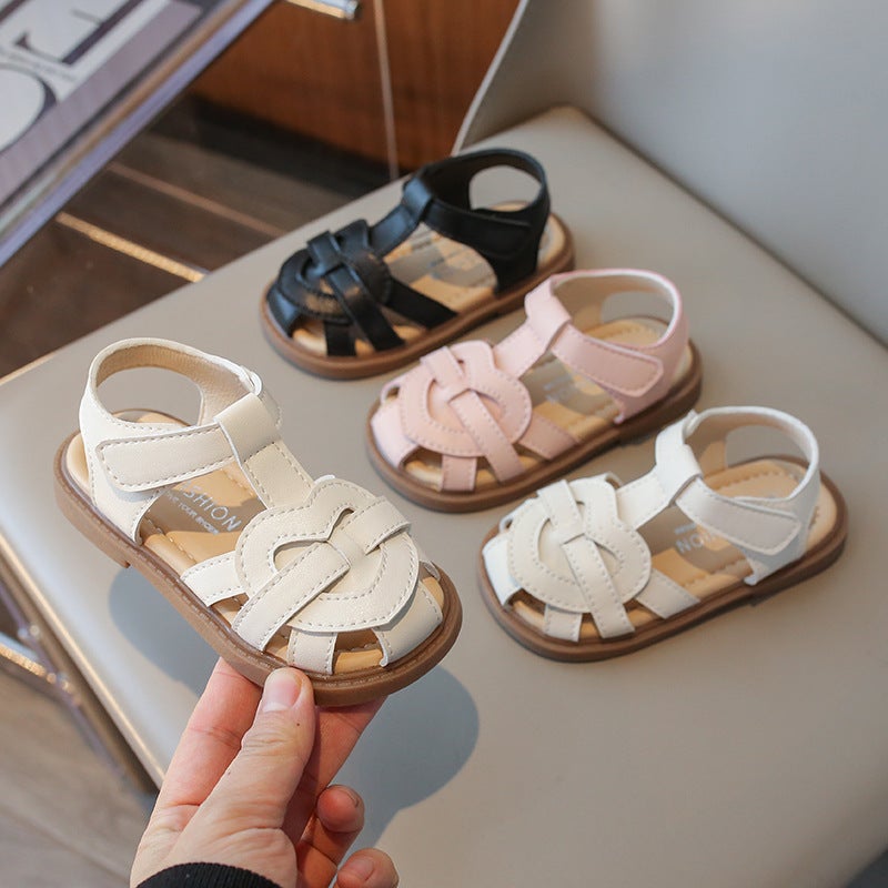 Children'S Sandals 2024 Summer Korean Style Boys' Woven Closed Toe Beach Shoes Girls' Cute Hollow Breathable Princess Shoes - Image 2