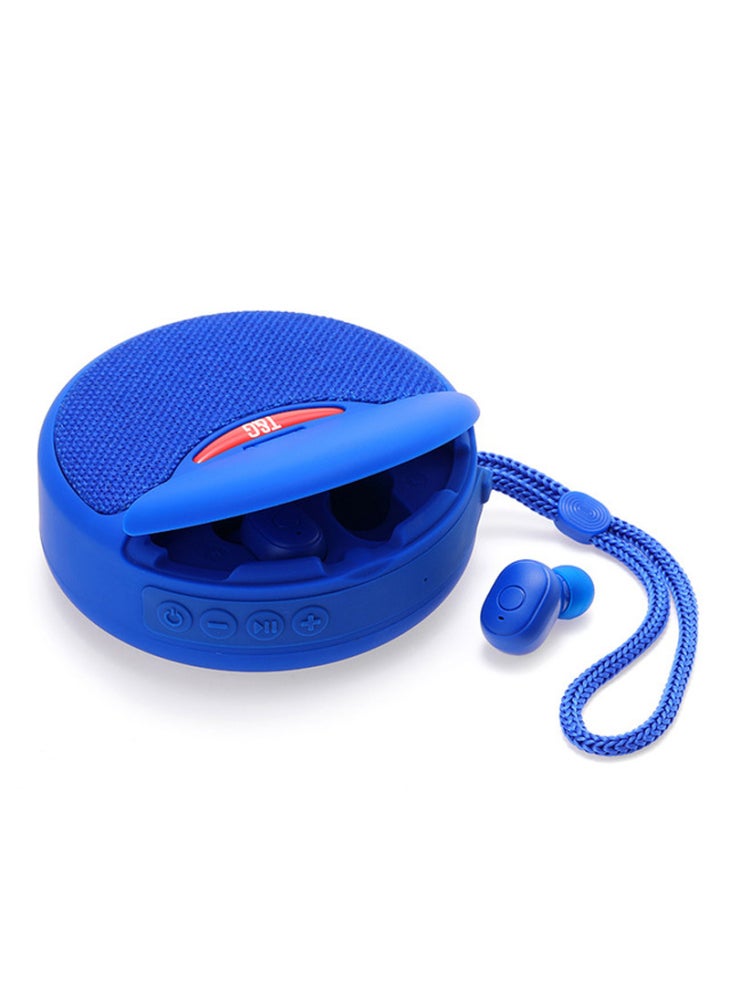 TG808 2-in-1 TWS Wireless Speaker Bluetooth-compatible Earphone Stereo Sound Subwoofer Supports Hands-free Call/TF Card Playback/FM - Blue - Image 1