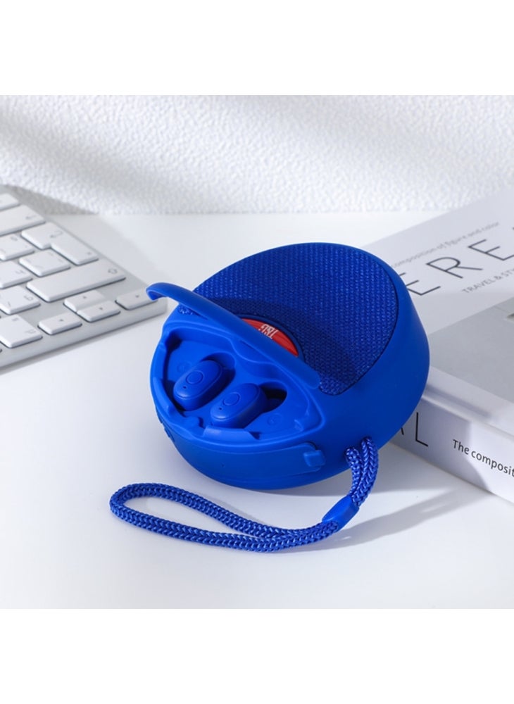 TG808 2-in-1 TWS Wireless Speaker Bluetooth-compatible Earphone Stereo Sound Subwoofer Supports Hands-free Call/TF Card Playback/FM - Blue - Image 2