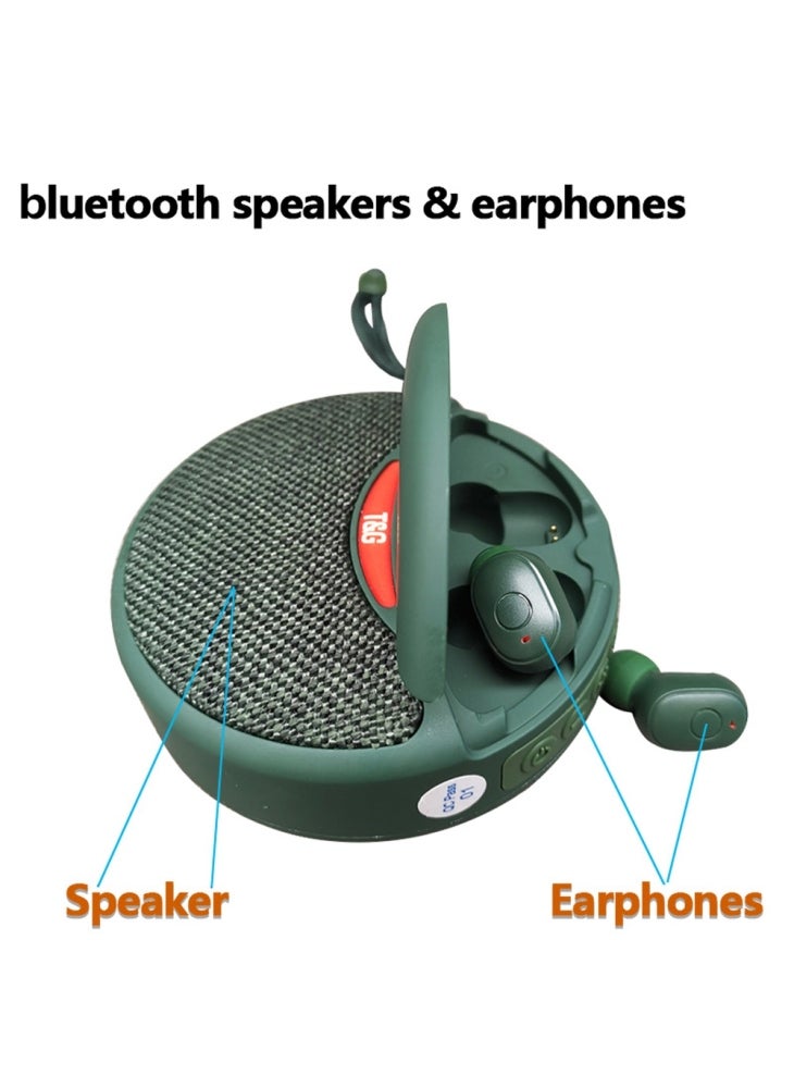 TG808 2-in-1 TWS Wireless Speaker Bluetooth-compatible Earphone Stereo Sound Subwoofer Supports Hands-free Call/TF Card Playback/FM - Blue - Image 5