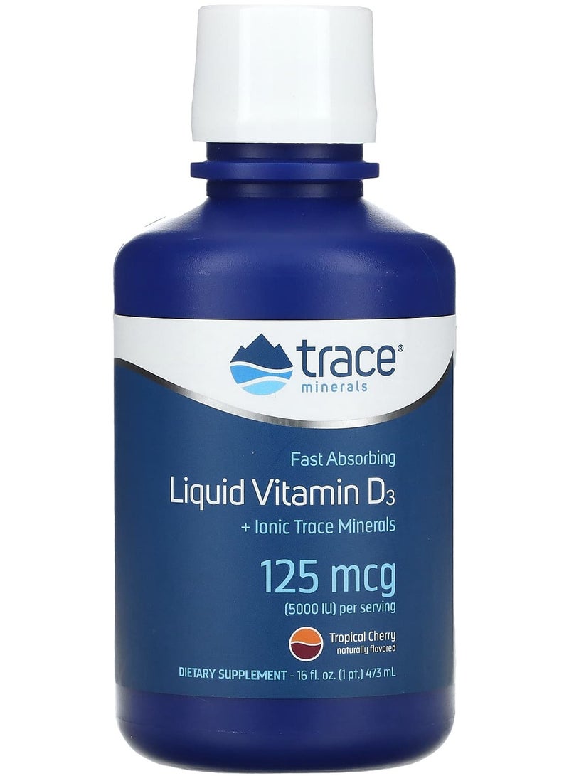 Trace Minerals Liquid Vitamin D3, Tropical Cherry, 125 mcg (5000 IU), 16 fl oz (473 ml)