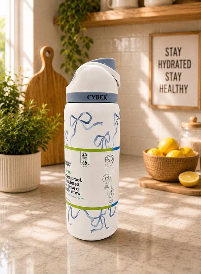 Cyber 32 Oz. FreeSip Stainless Steel Water Bottle in True and Tied - Image 1