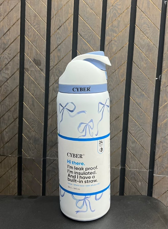Cyber 32 Oz. FreeSip Stainless Steel Water Bottle in True and Tied - Image 5