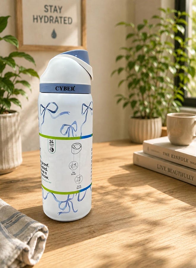 Cyber 32 Oz. FreeSip Stainless Steel Water Bottle in True and Tied - Image 2