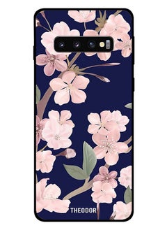 Theodor Protective Case Cover For Galaxy S10 Plus Pink Flowers In Blue Background  - Image 1