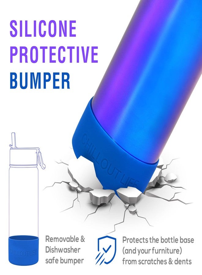 تشيل أوت لايف زجاجة ماء معزولة للأطفال من تشيل آوت لايف، سعة 22 أونصة، مثالية للمدرسة، مزودة بغطاء ماصة، مانعة للتسرب، ومزينة بملصقات مقاومة للماء لطيفة، زجاجة ماء معدنية من الفولاذ المقاوم للصدأ قابلة للتخصيص، لون آمن للغسل في غسالة الأطباق - Image 3