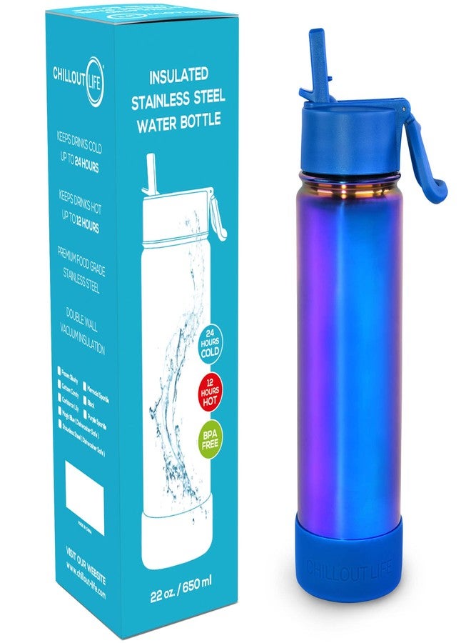 تشيل أوت لايف زجاجة ماء معزولة للأطفال من تشيل آوت لايف، سعة 22 أونصة، مثالية للمدرسة، مزودة بغطاء ماصة، مانعة للتسرب، ومزينة بملصقات مقاومة للماء لطيفة، زجاجة ماء معدنية من الفولاذ المقاوم للصدأ قابلة للتخصيص، لون آمن للغسل في غسالة الأطباق - Image 2