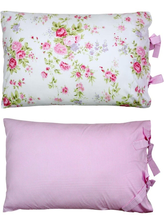 FADFAY Rose Floral Duvet Cover Set Pink Grid Cotton Girls Bedding with Hidden Zipper Closure 3 Pieces 1duvet Cover 2pillowcasesFull Size - Image 1