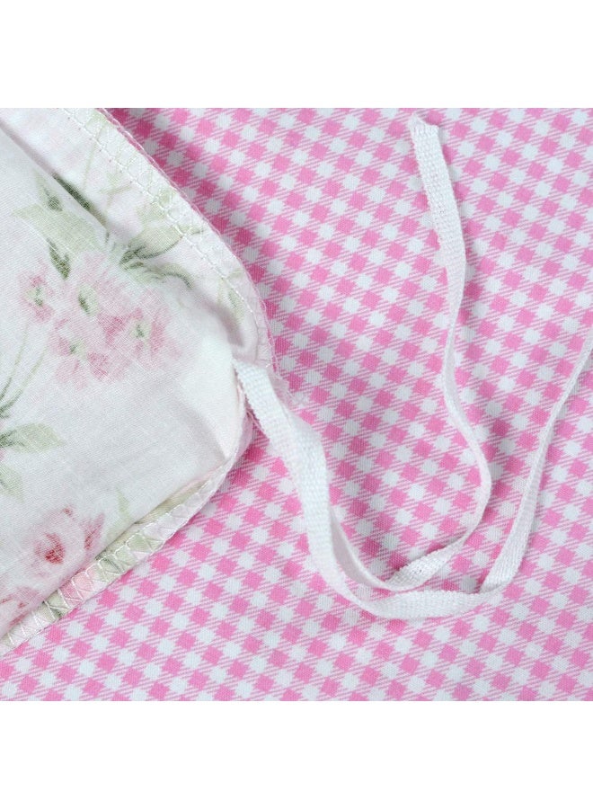 FADFAY Rose Floral Duvet Cover Set Pink Grid Cotton Girls Bedding with Hidden Zipper Closure 3 Pieces 1duvet Cover 2pillowcasesFull Size - Image 5