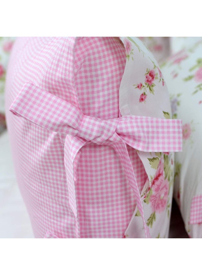 FADFAY Rose Floral Duvet Cover Set Pink Grid Cotton Girls Bedding with Hidden Zipper Closure 3 Pieces 1duvet Cover 2pillowcasesFull Size - Image 3