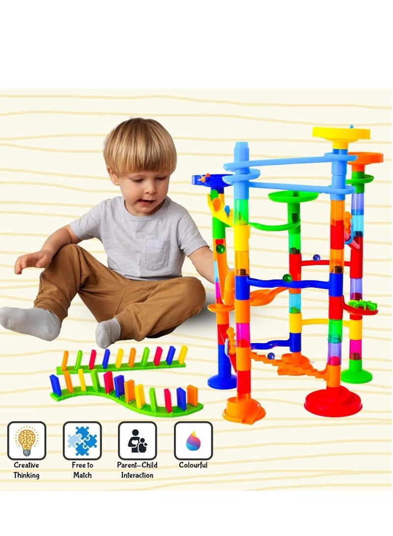 UKR UKR Marble Run Construction Set – 138 Pcs Ball Game with Tubes, Slides & Dominoes | Engaging Building & Construction Toy for Kids | STEM Learning Toy for Boys & Girls | Creative Engineering Play  - Image 2