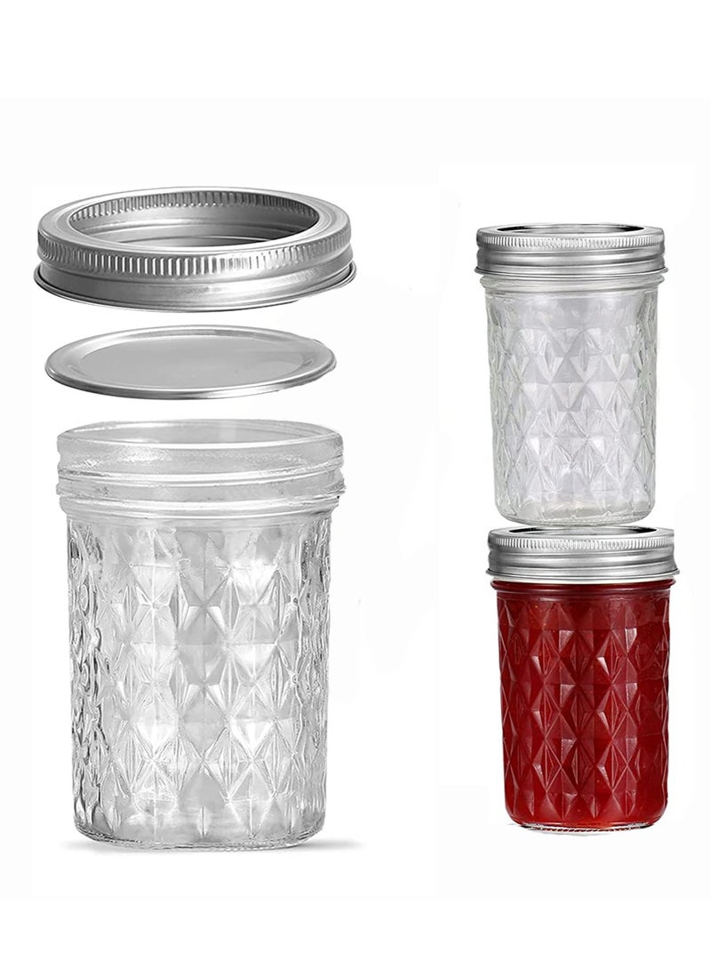SYOSI Ma son Jars with Lids and Bands, Ball Regular Mouth Ma son Jars, Quilted Crystal Jars Ideal for Jams, Jellies, Conserves, Preserves, Fruit Syrups, Chutneys, and Pizza Sauce - Image 1