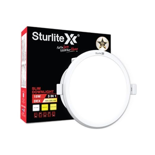 Sturlite Dex 15W (3 in1) Round LED Downlight|Warm, Neutral & Cool White Color Temperature|1500 Lumens with CRI Tech for Various Ceiling Types and Rooms - (Pack of 1) - Image 1